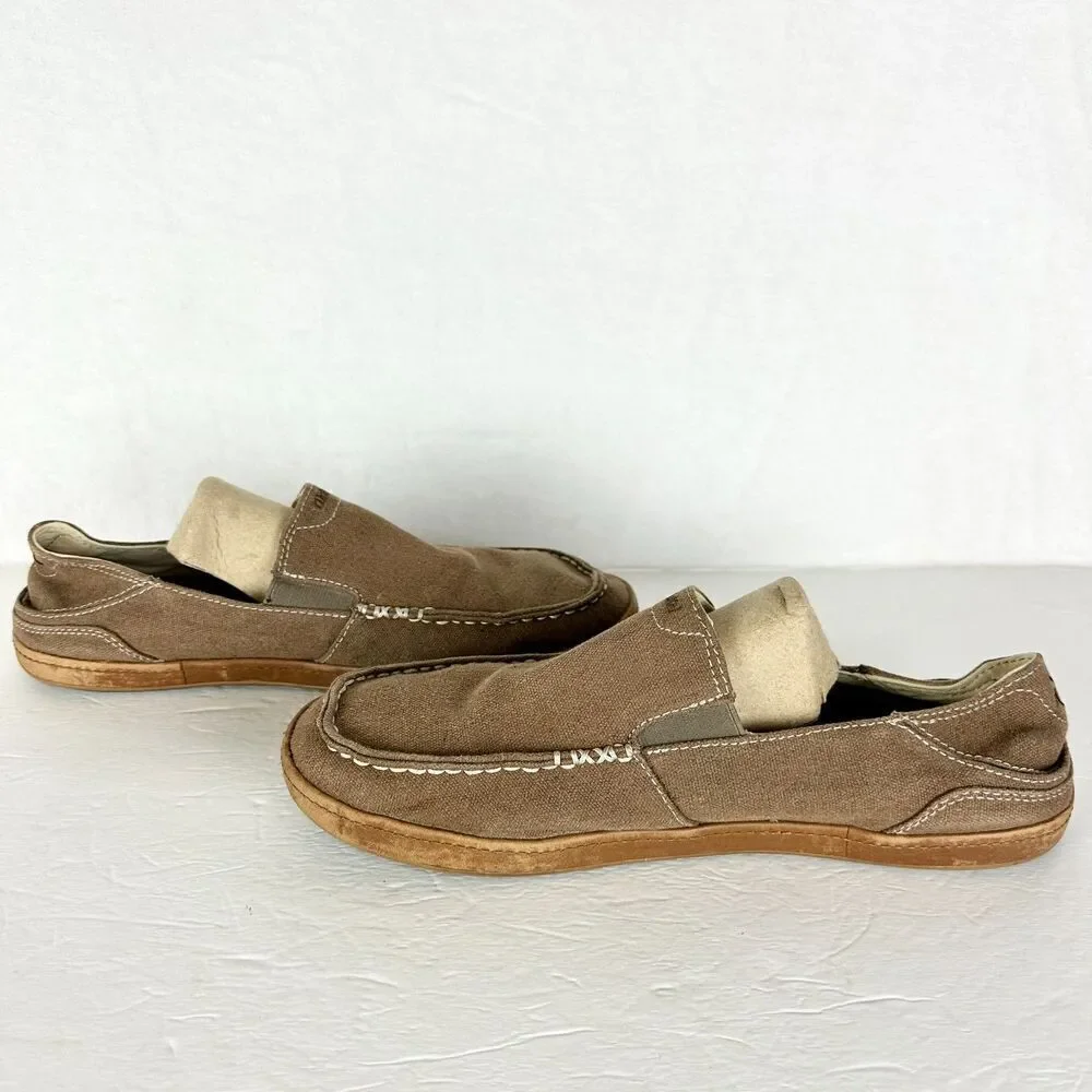 Olukai Mens Pahalu Canvas Slip On Shoe Size 9.5 Brown